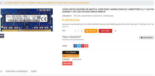4GB HYNIX PC3L-12800S 1600MHz Laptop RAM