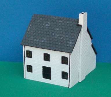 Handcrafted - Kit Built  Resin Model Railway Building - Double Storey Stone House - 00 Scale (White)
