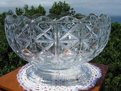 Large Heavy Oval Glass Fruit Bowl