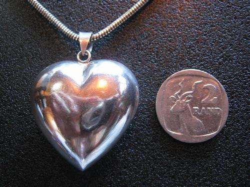 Stunning Large Sterling Silver Bubble Heart on a Snake Chain