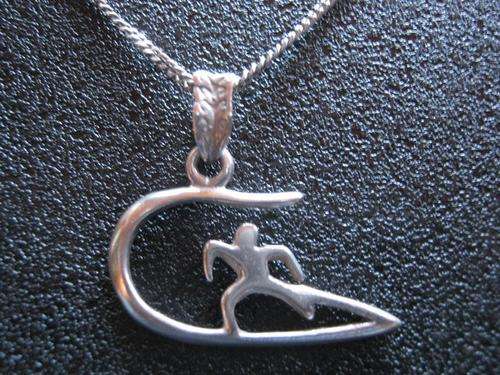 Sterling Silver Surfer Pendant on Sterling Silver Chain