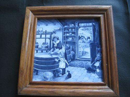 Royal Mosa Hand Decorated Framed Tile from Holland