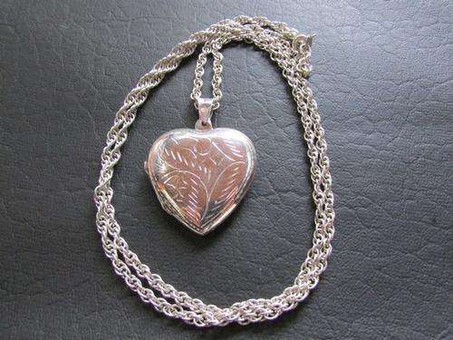 Exquisite Large Sterling Silver Fully Engraved Locket & Chain