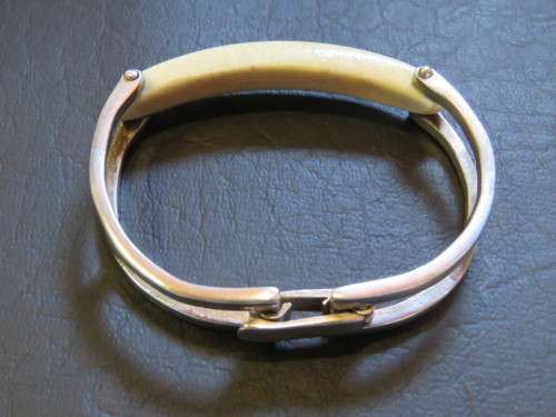 Vintage Silver (800) & Bone Cuff Bangle