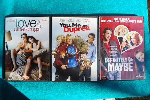3 DVD's, love and other drugs, You, me and Dupree, Definitely maybe