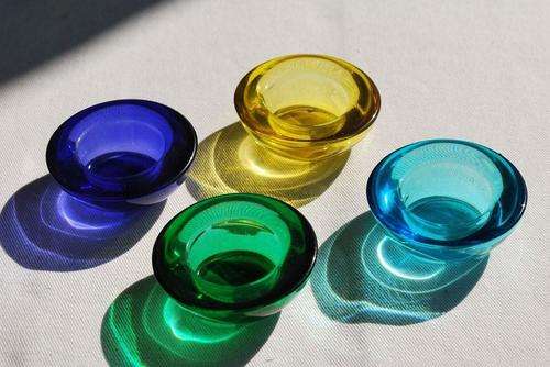 Glass tea light candle holder round (set of 4)