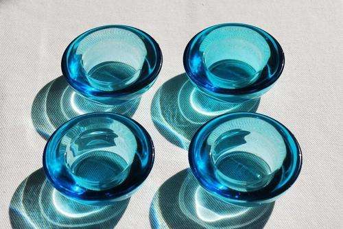 Glass tea light candle holder round (set of 4)