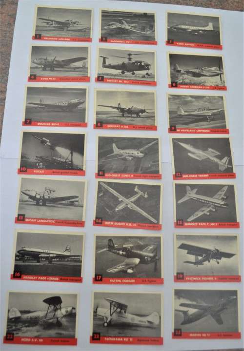 Air plane picture cards, 43 , size 70 x 49mm plus 27 double cards