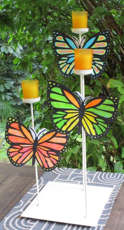 Candle holder with 3 stands, modern, unique creation, WITHOUT THE SHOWN DECORATION