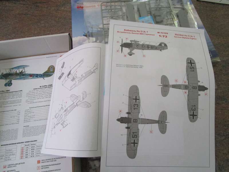 Biplanes 1930 - 40s, 3 airplanes in one kit in scale 1:72