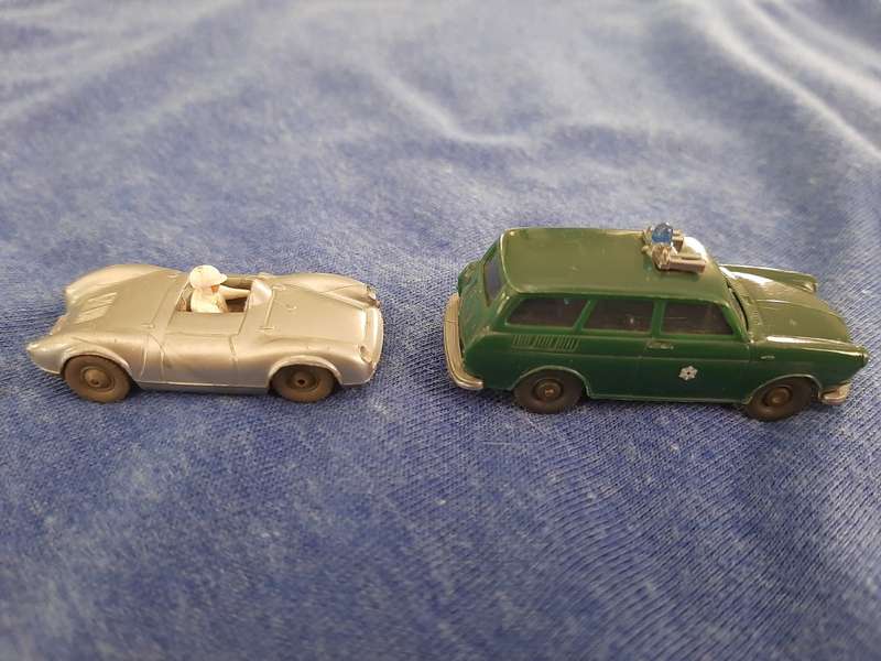 Wiking hO, 3 models, Porsche spider, police VW,  cooper racing car without driver, collector`s items
