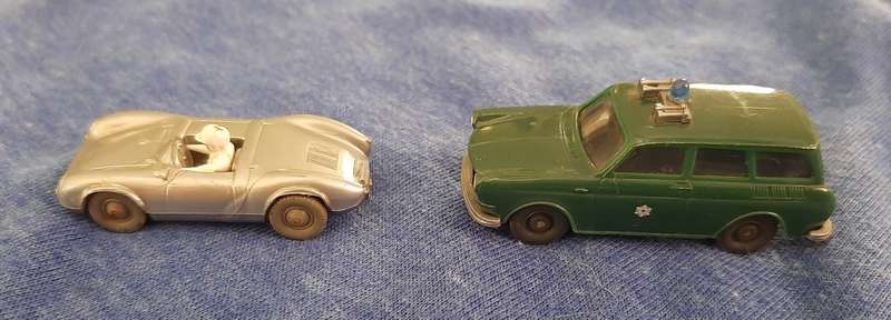 Wiking hO, 3 models, Porsche spider, police VW,  cooper racing car without driver, collector`s items