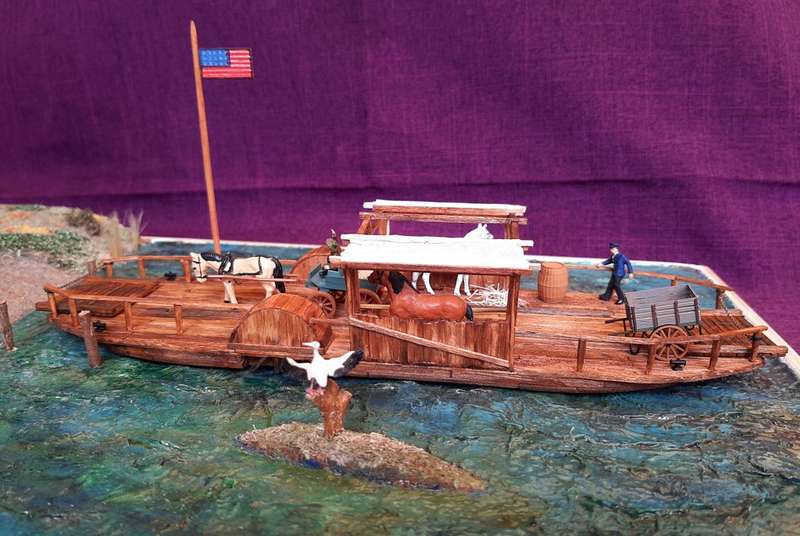 Horse ferry in scale 1:87, museum quality, unique handcrafted piece