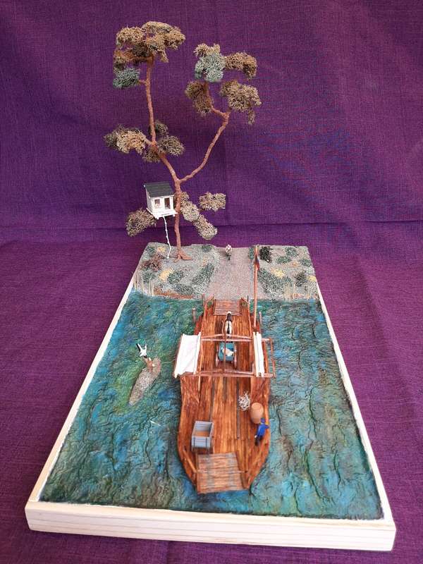Horse ferry in scale 1:87, museum quality, unique handcrafted piece