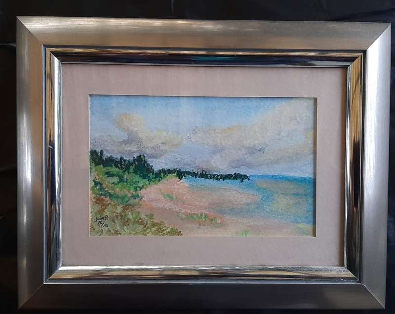 janaR, landscape, original painting, framed.