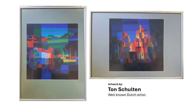 Ton Schulten, 2 high quality prints from Dutch artist, framed, 530x725mm