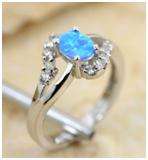 Blue Fire Opal & Sterling Silver Ring
