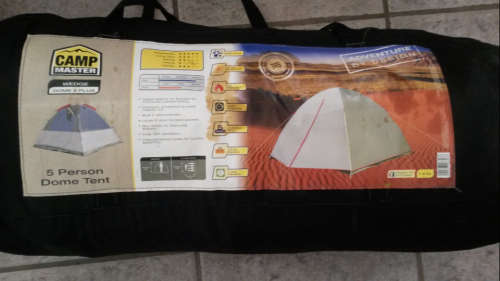 Camp Master Wedge Dome 5 Plus tent. 5 Person Dome Tent. As good as new.