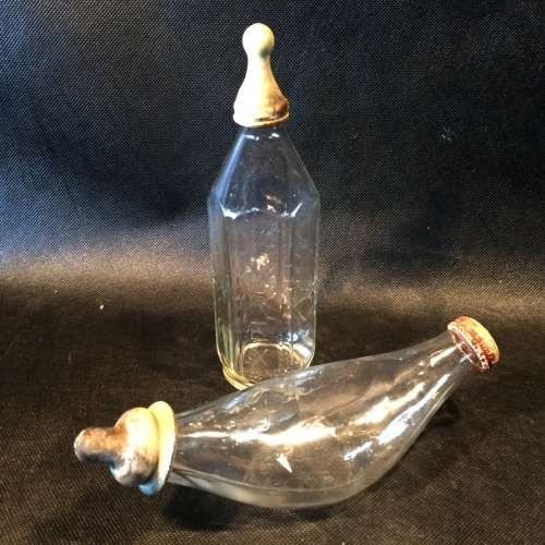 Antique Baby Feeding Bottle Due with original Rubber Teats