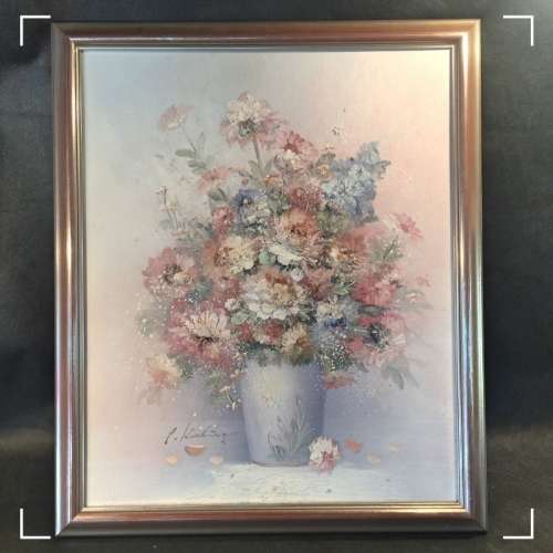 Original P. Keeling Still Life Roses - Oil on Board (650mm x 500)