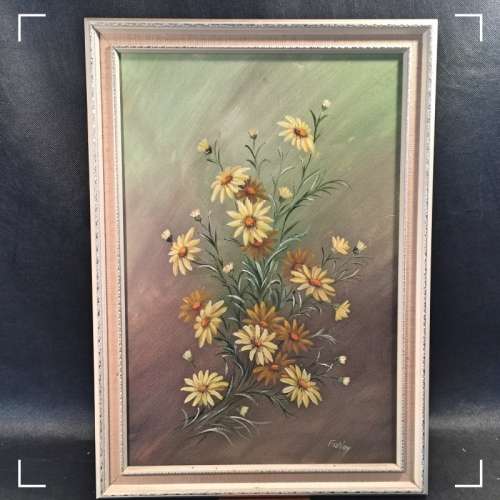 Original Ashley Framed Still Life Flowers (Oil on Board, 500mm x 300mm)