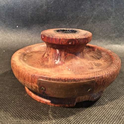 Rare Vintage Wood Candle Stand (Made from Salvaged wood and Copper from HMS Victory)