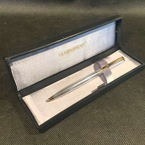 RARE Marksman Silver and Gold Finished Ball Point Pen