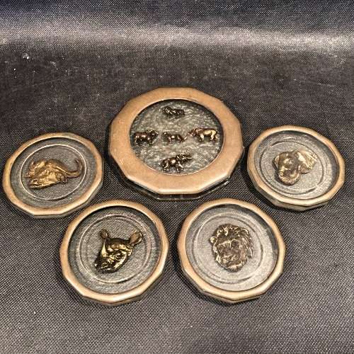 Big Five Brass Inlay Acrylic Coaster Set