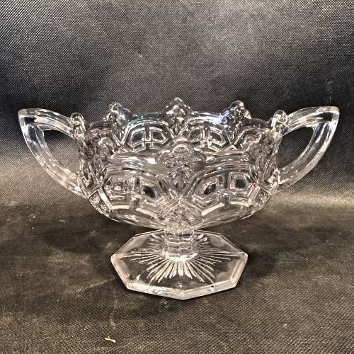 Highly Decorative Depression Glass Confectionery Bowl With Silver Overlay