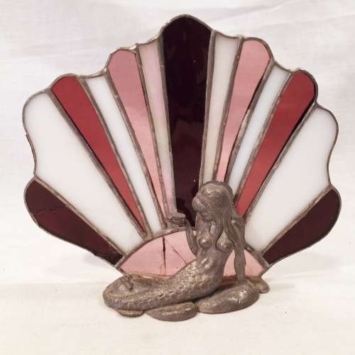 RARE Pewter and Stained Glass Mermaid Statue!!!