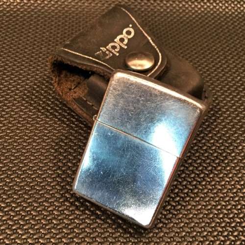 Original Stainless Steel Zippo With Black Leather Belt Clip