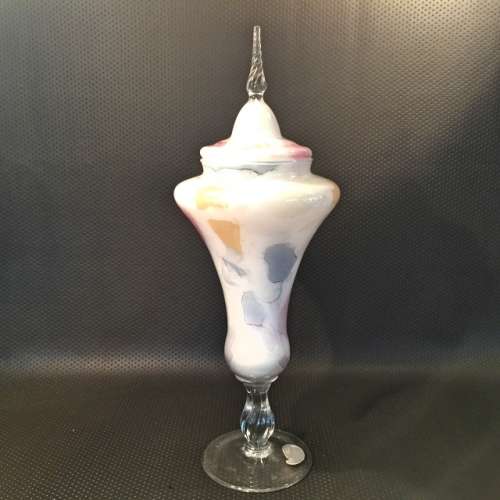 RARE!!! Large Italian Glass Bowl and Lid (Perfect Condition)