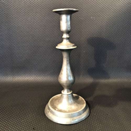 Large Antique Victorian Pewter Candle Stand