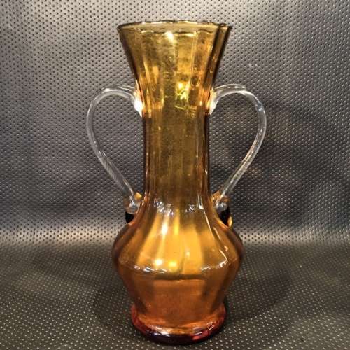 Vintage Auburn Glass Twin Handle Vase
