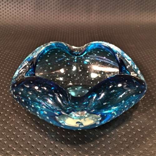 Exquisite Hand Blown Blue Murano Ashtray