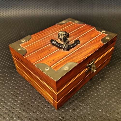 Vintage Nautical Themed Wooden Trinket Box