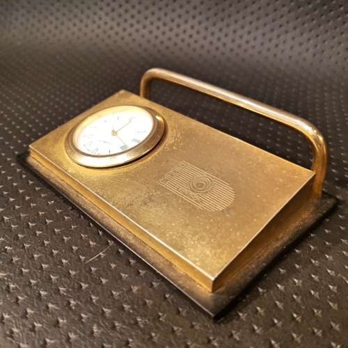 DENEL, Kentron Brass Business Card Clock Desk Accessory Combo