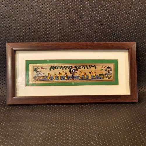 Framed Original Indian Palm Leaf Etch (270mm x 130mm)