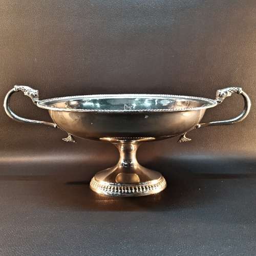 Large Detailed Polished Pewter Two Handle Bowl