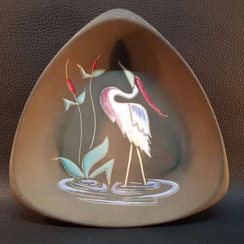 Triangular Hand Painted Oriental Nut Dish