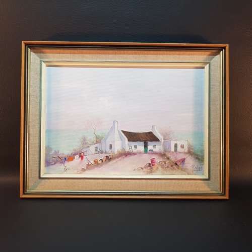 Framed Original Oil On Board Landscape by H Coetzer 1971 (380mm x 320mm)