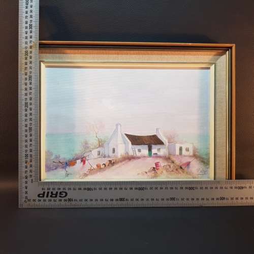 Framed Original Oil On Board Landscape by H Coetzer 1971 (380mm x 320mm)