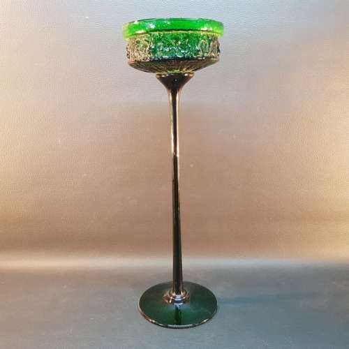 Large 1970's Vintage Green Glass Stem Vase