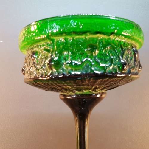Large 1970's Vintage Green Glass Stem Vase