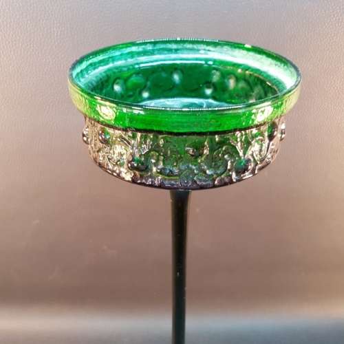 Large 1970's Vintage Green Glass Stem Vase
