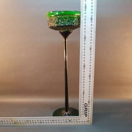 Large 1970's Vintage Green Glass Stem Vase