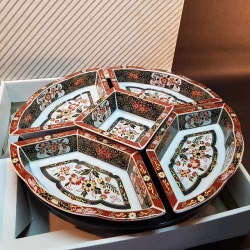 Highly Decorative Japanese Porcelain 5 Bowl Turning Table Server (Lazy Susan)