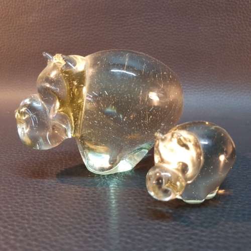 African Ngwenya Glass Hippo Mom and Baby!!!