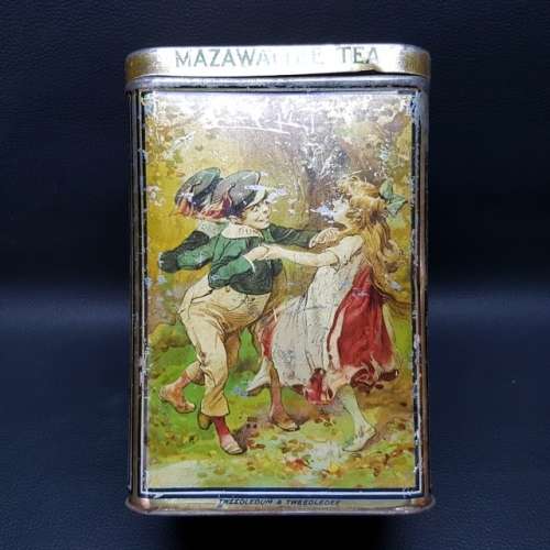 RARE!!! 1900 Mazawattee Lithographed Alice in Wonderland  Themed Tin