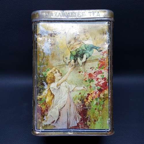 RARE!!! 1900 Mazawattee Lithographed Alice in Wonderland  Themed Tin